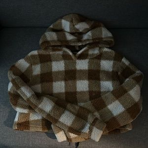 Cropped plaid hoodie
